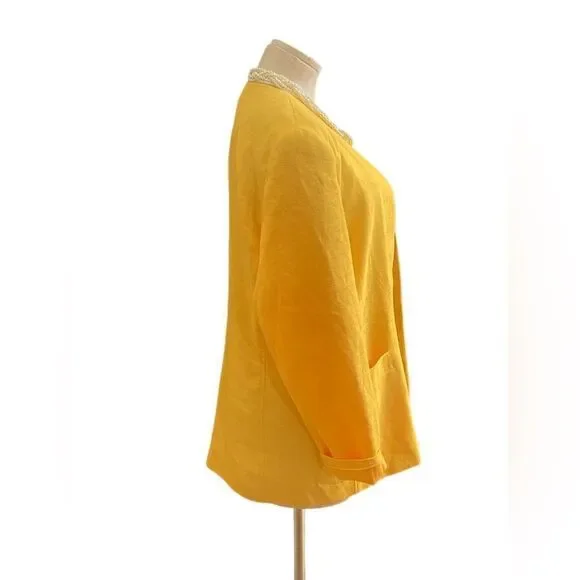 Chic Vintage Yellow Boyfriend Fit Blazer by Morgan Miller A Statement Piece - Picture 3 of 4